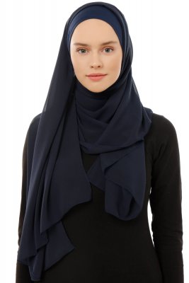 Alara Plain - Marineblå One Piece Chiffon Hijab