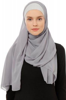 Alara Plain - Mørk Grå One Piece Chiffon Hijab