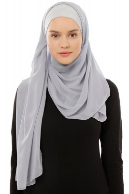 Alara Plain - Lysegrå One Piece Chiffon Hijab