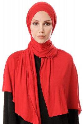 Hande - Rød Bomull Hijab - Gülsoy