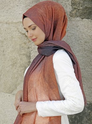 Dounia - Mursteinsrød Mønstret Hijab