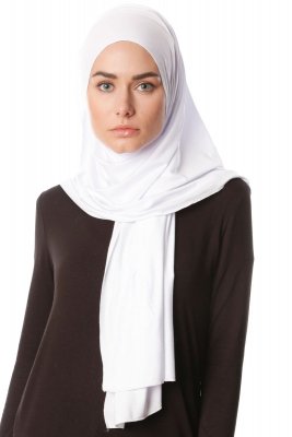 Melek - Hvit Premium Jersey Hijab - Ecardin