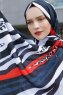 Emel - Marineblå & Rød Mønstret Hijab - Sal Evi