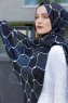 Tutku - Marineblå & Hvit Mønstret Hijab - Sal Evi