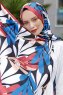 Blå Mønstret Twill Hijab - Sal Evi