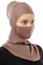 Damla - Mørk Taupe Ninja Hijab Maske Undersjal