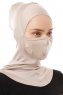 Damla - Lys Taupe Ninja Hijab Maske Undersjal