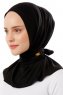 Sportif Plain - Svart & Gold Praktisk Viskos Hijab