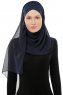 Alara Cross - Marineblå One Piece Chiffon Hijab