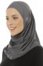 Hanfendy Plain Logo - Mørk Grå One-Piece Hijab