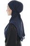 Ebrar - Marineblå Crepe Chiffon Al Amira Hijab