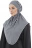 Ebrar - Mørk Grå Crepe Chiffon Al Amira Hijab