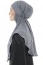 Ebrar - Mørk Grå Crepe Chiffon Al Amira Hijab