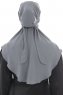 Ebrar - Mørk Grå Crepe Chiffon Al Amira Hijab