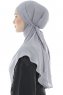 Ebrar - Lysegrå Crepe Chiffon Al Amira Hijab