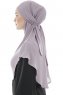 Ebrar - Steingrå Crepe Chiffon Al Amira Hijab