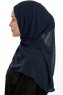 Eylem - Marineblå One Piece Chiffon Hijab