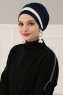 Elsa - Marineblå & Creme Bomull Turban