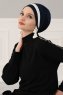 Elsa - Marineblå & Creme Bomull Turban