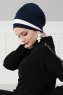 Elsa - Marineblå & Creme Bomull Turban