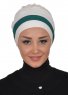 Elsa - Creme & Mørk Grønn Bomull Turban