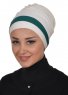 Elsa - Creme & Mørk Grønn Bomull Turban
