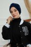 Laura - Marineblå Bomull Turban