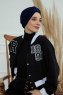 Laura - Marineblå Bomull Turban