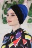 Fiona - Svart & Blå Bomull Turban