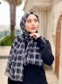 Ayah - Svart Mønstret Bomull Hijab - Mirach
