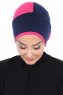 Clara - Marineblå & Fuchsia Bomull Turban