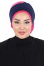 Clara - Marineblå & Fuchsia Bomull Turban