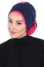 Clara - Marineblå & Fuchsia Bomull Turban