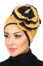 Clara - Sennepsgul & Marineblå Bomull Turban