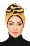 Clara - Sennepsgul & Marineblå Bomull Turban