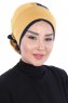 Clara - Sennepsgul & Marineblå Bomull Turban
