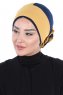 Clara - Sennepsgul & Marineblå Bomull Turban