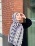 Dalal - Marineblå & Creme Mønstret Crepe Hijab