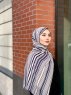 Dalal - Marineblå & Creme Mønstret Crepe Hijab