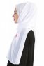 Damla Vit Hijab Sjal Med Blommor Madame Polo 130002-3
