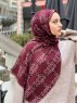 Elyas - Bordeaux Mønstret Bomull Hijab - Mirach