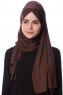 Eslem - Brun Pile Jersey Hijab - Ecardin