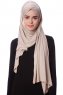 Eslem - Lys Taupe Pile Jersey Hijab - Ecardin