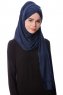 Eslem - Marineblå Pile Jersey Hijab - Ecardin