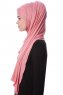 Eslem - Mørk Rosa Pile Jersey Hijab - Ecardin