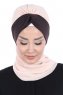 Gill - Beige & Brun Praktisk Hijab