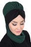 Gill - Mørk Grønn & Svart Praktisk Hijab
