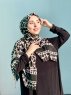 Iza - Svart & Creme Mønstret Bomull Hijab - Mirach