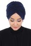 Jill - Marineblå Bomull Turban - Ayse Turban