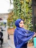 Kadifa - Marineblå Mønstret Bomull Hijab - Mirach